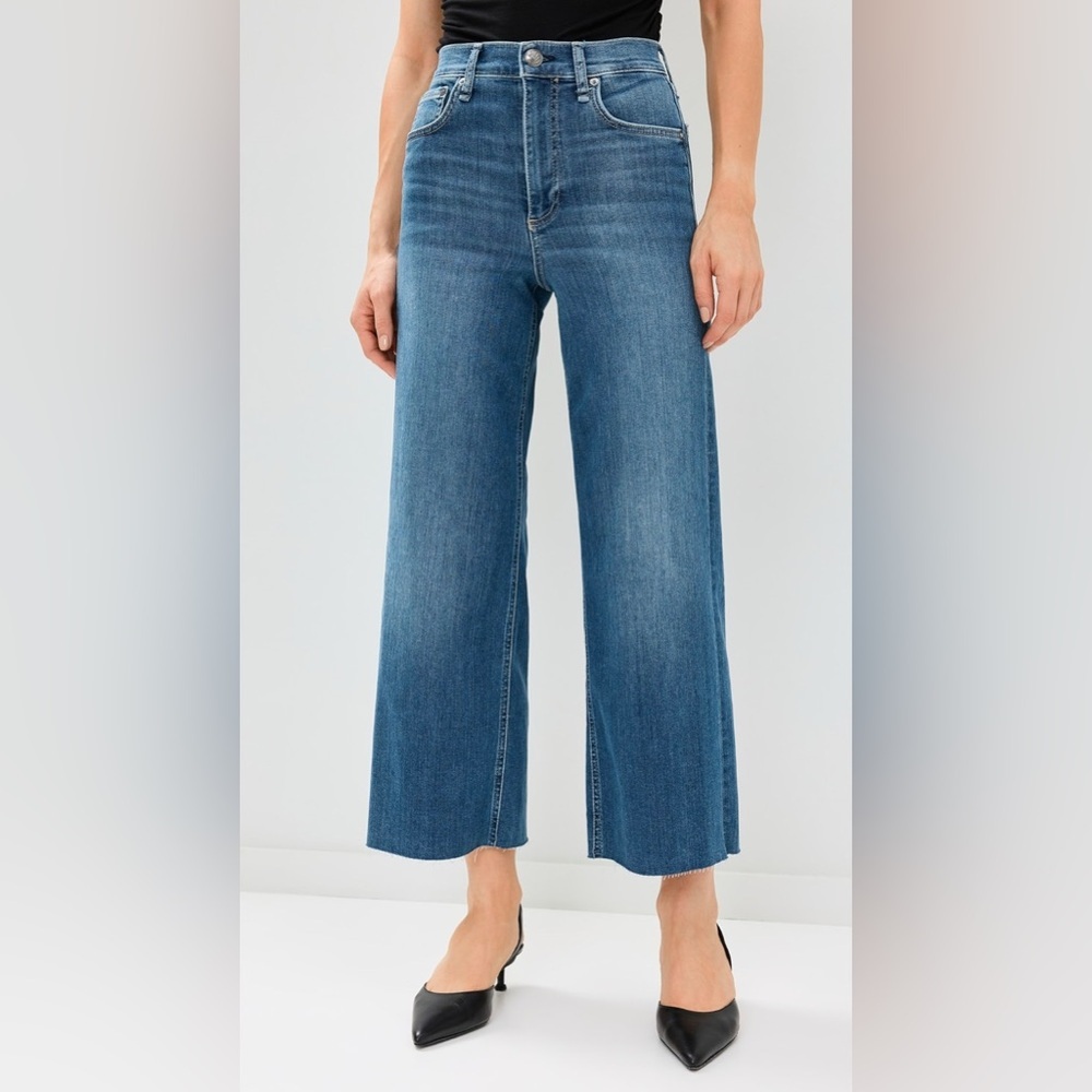 Rag & Bone Epic Andi High Rise Ankle Wide Jeans in Scout Size 28 Cropped Stretch - Picture 2 of 16